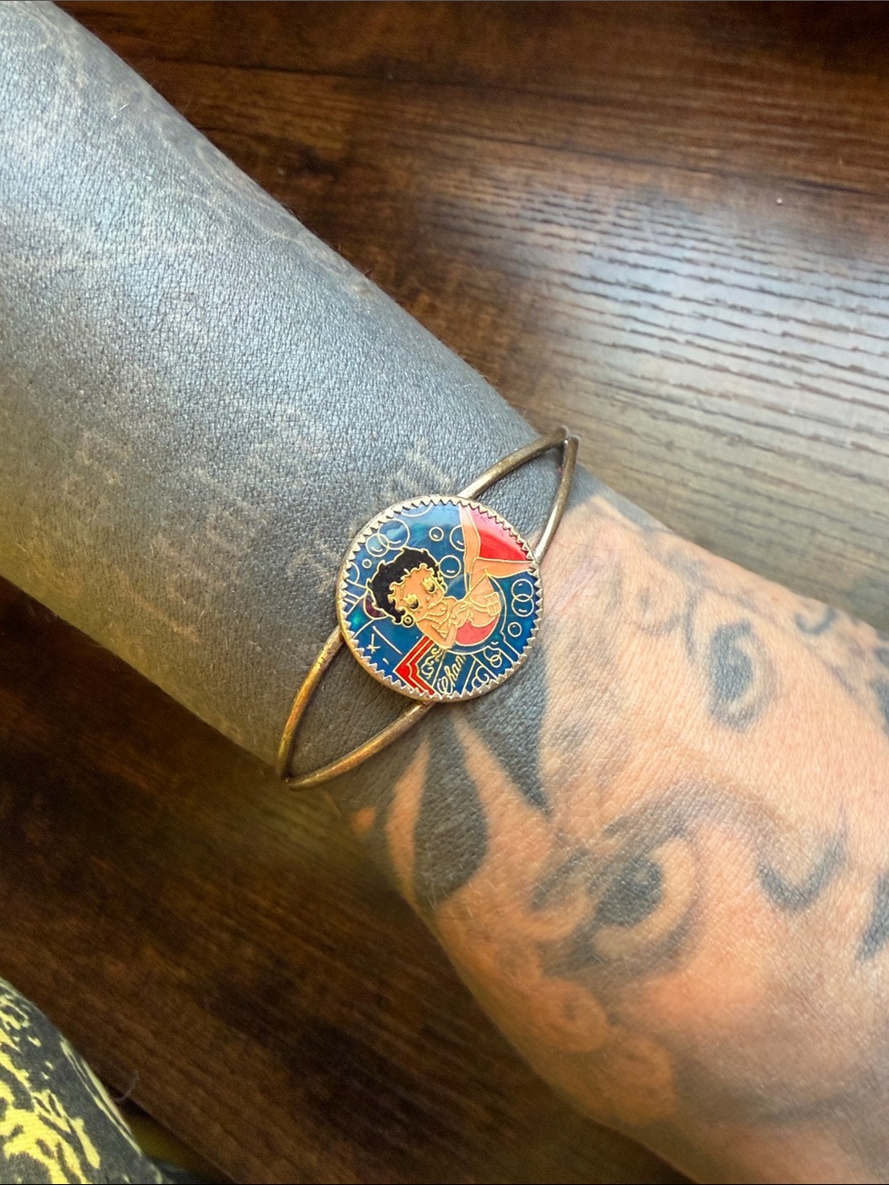 Betty Boop Sterling Silver Bangle Bracelet medium large